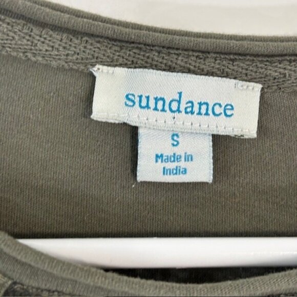 Sundance Catalog Top Womens Small Lace Detail Blouse BOHO Green FLAW - Picture 3 of 6